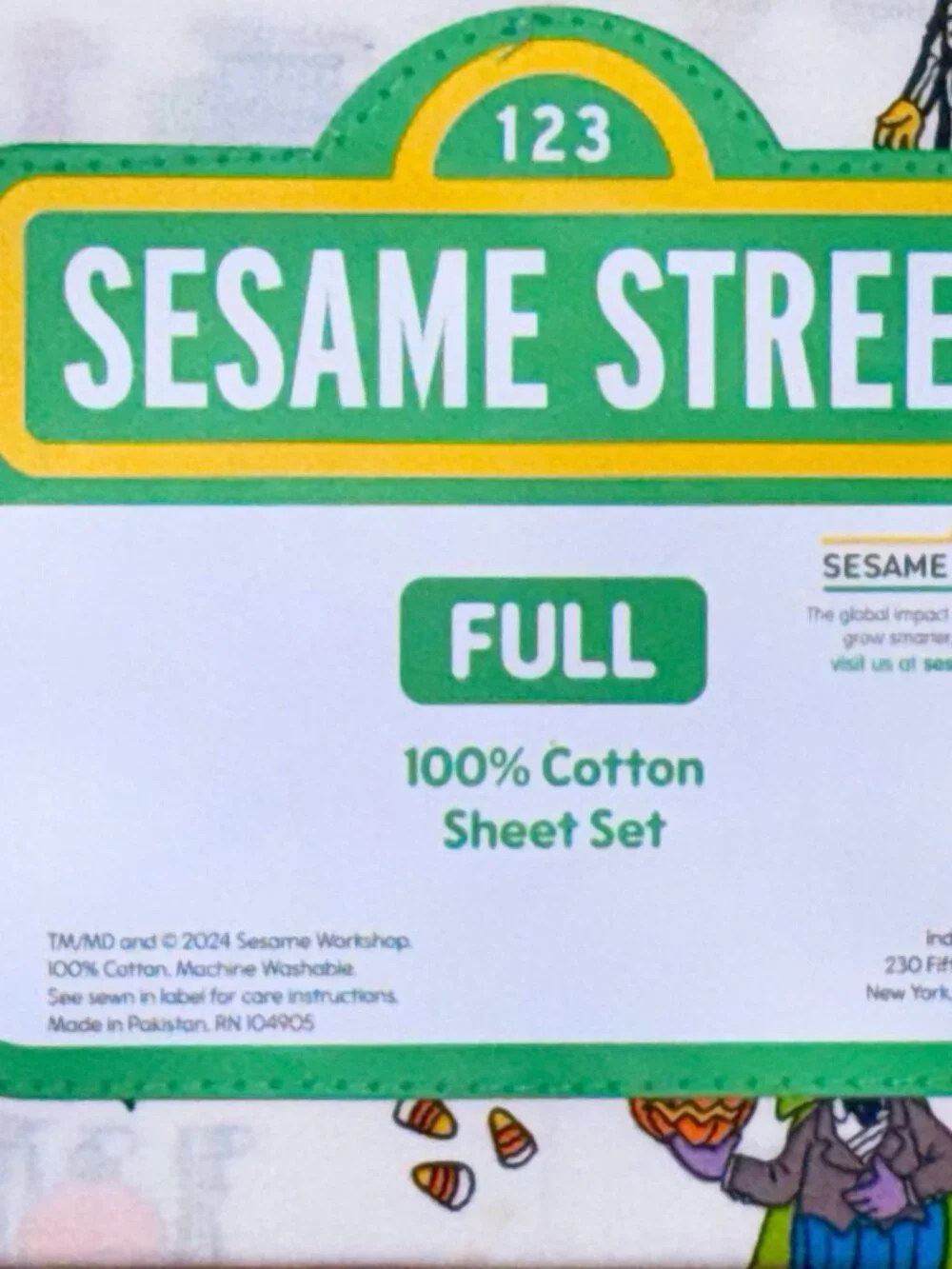 Sesame Street 100% Cotton Halloween FULL Size Sheet Set BERT ERNIE COOKIE